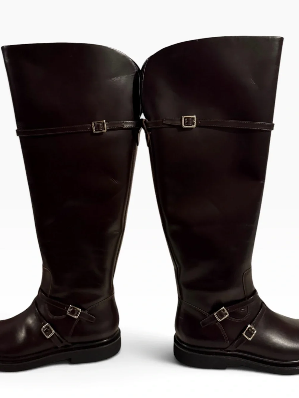 Franco Sarto Women's Leather Riding Boots - Dark Brown